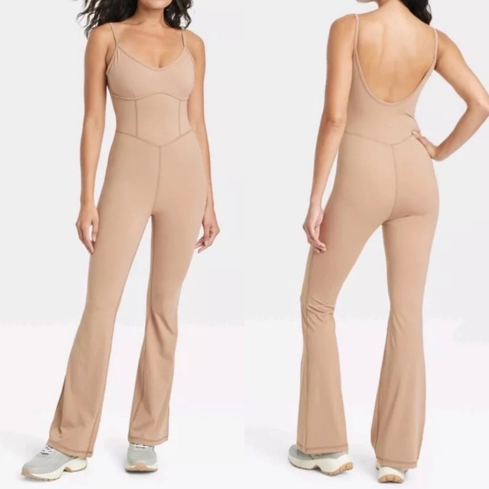 JoyLab Flared One Piece Tank Bodysuit Jumpsuit Sz S
